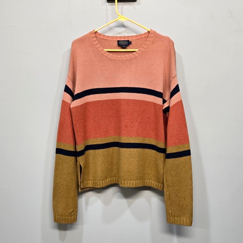 Pendleton Sweater Medium Merino Wool Blend Colorblock‎ Retro 70s Coastal Preppy
